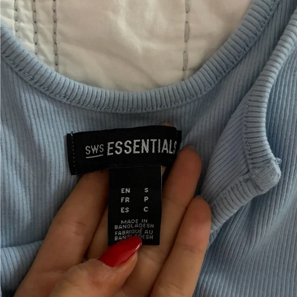 Essentials Sky Blue Ribbed Top - Picture 2 of 2